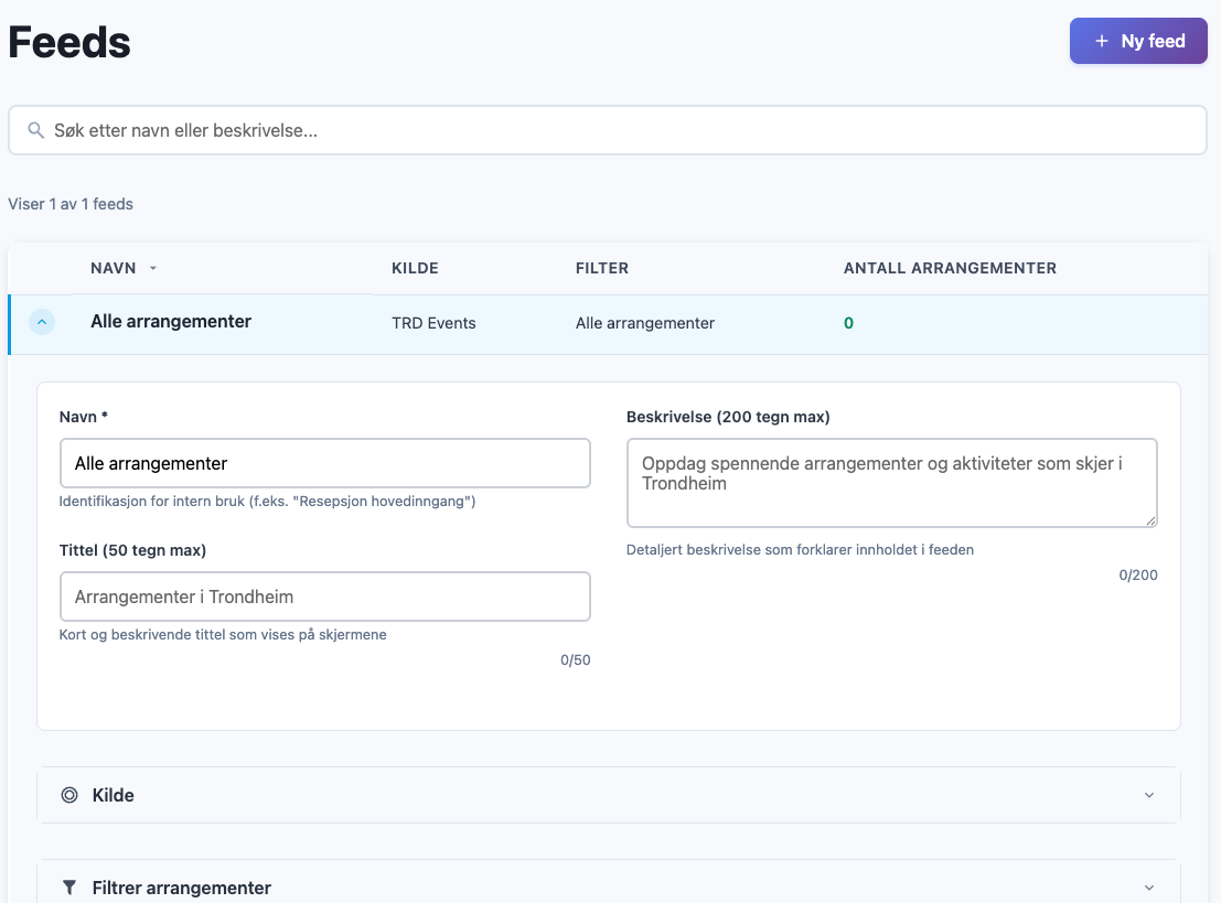 Feeds Administrasjon